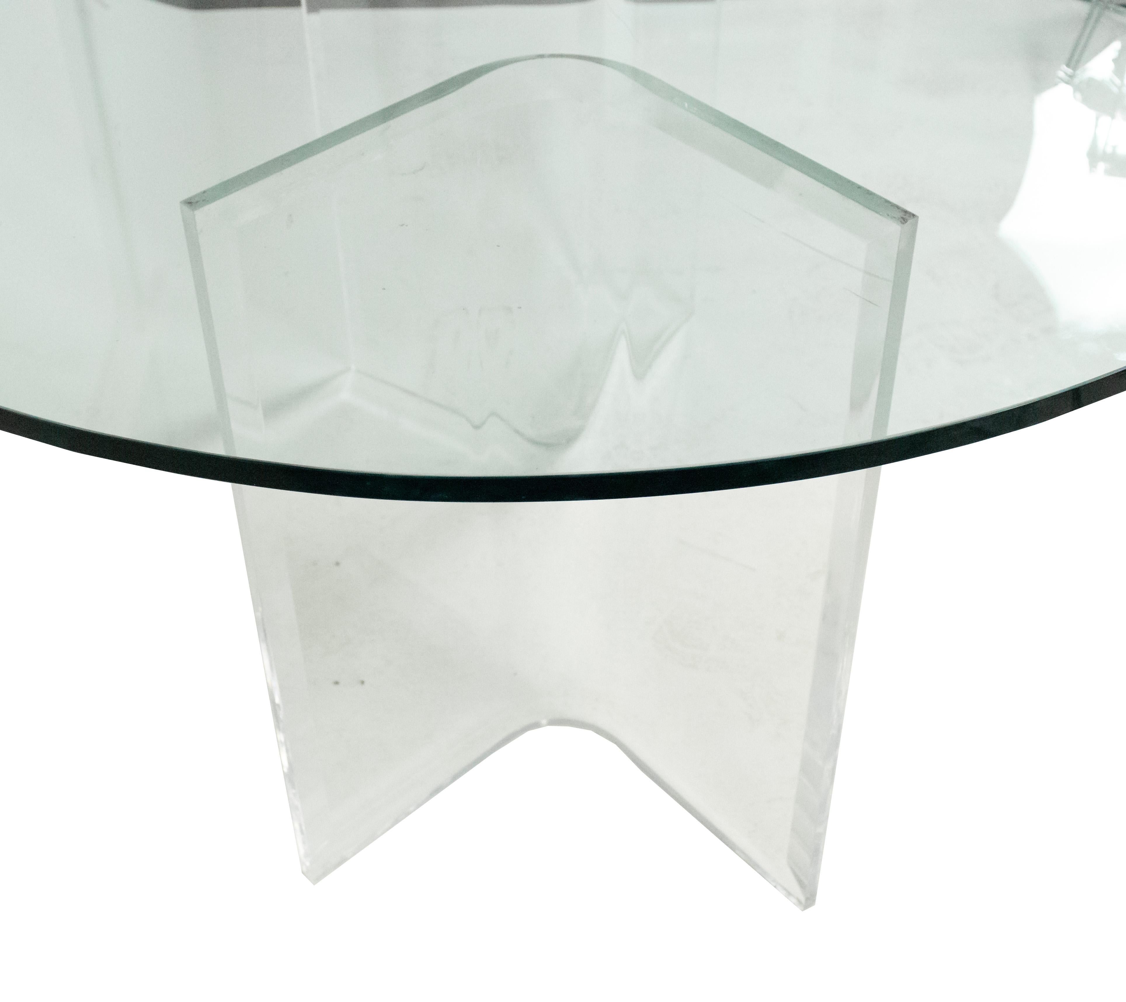 Hand-Crafted Contemporary Clear Glass Dining Table For Sale