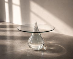 Contemporary Clear Resin Drop Coffee Table with Glass Top by Sergio Vulpe