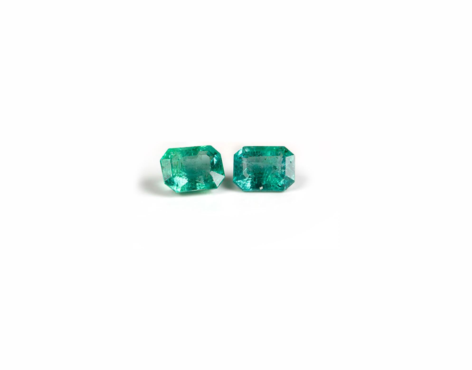 Modern Eighteen Karat White Gold Contemporary Clip-On Earrings with Natural Emeralds For Sale