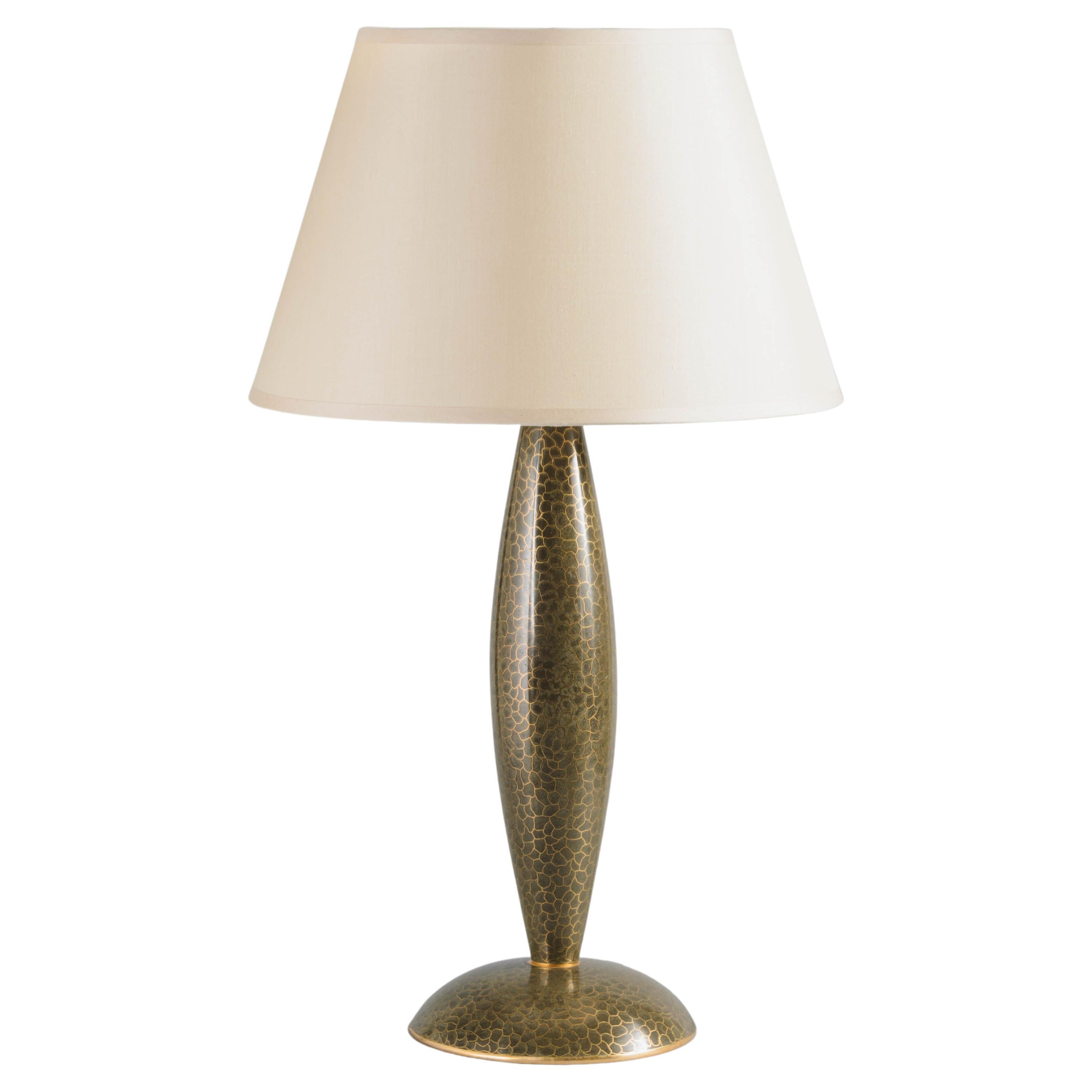 Contemporary Cloisonné Baluster Lamp in Moss by Robert Kuo, Limited Edition For Sale