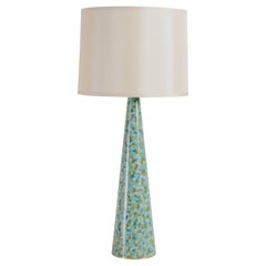 Contemporary Cloisonné Conical Table Lamp in Azure Design by Robert Kuo