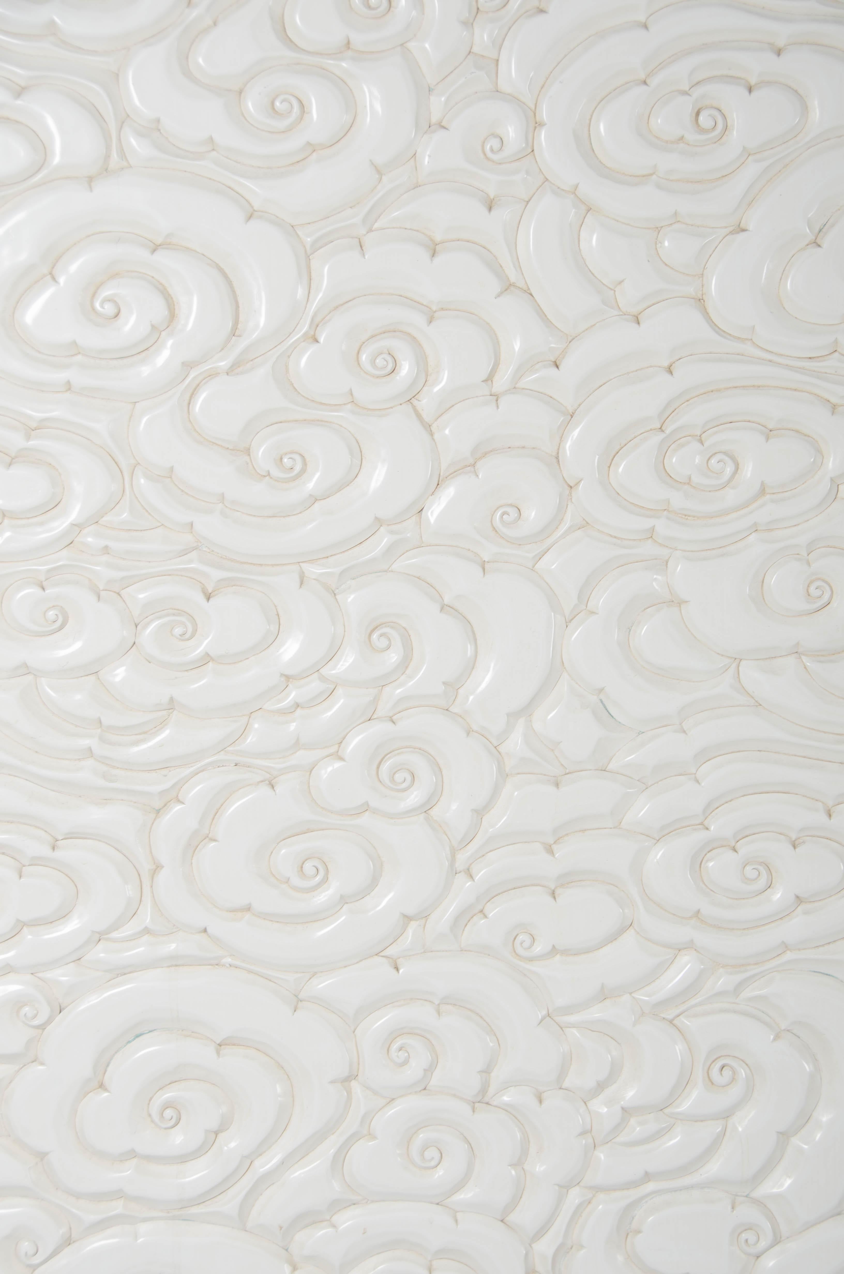 Wood Contemporary Cloud Armoire in Cream Lacquer by Robert Kuo For Sale
