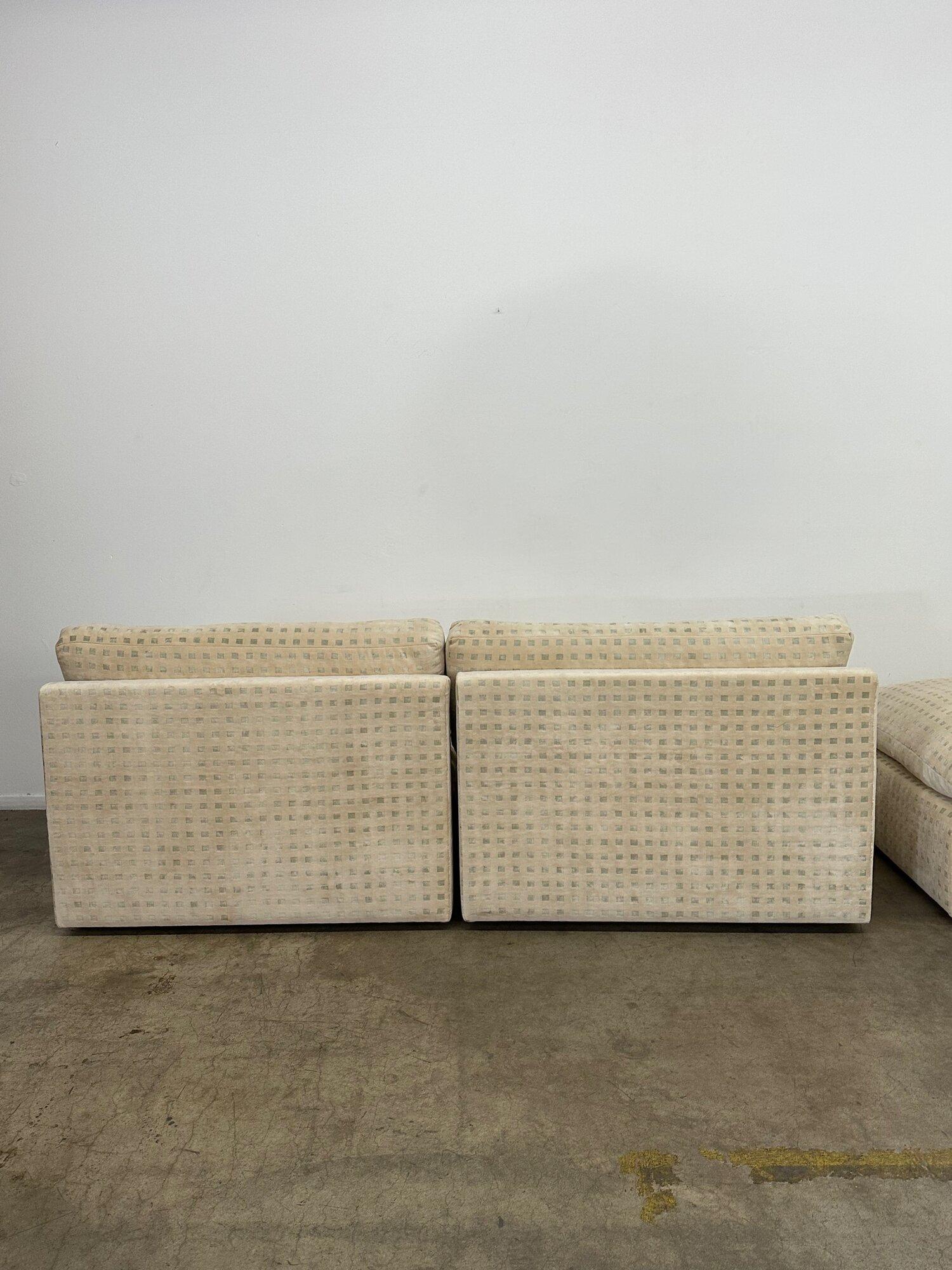 Mid-Century Modern Contemporary Cloud Style Sofa Redone in Checkered Chenille