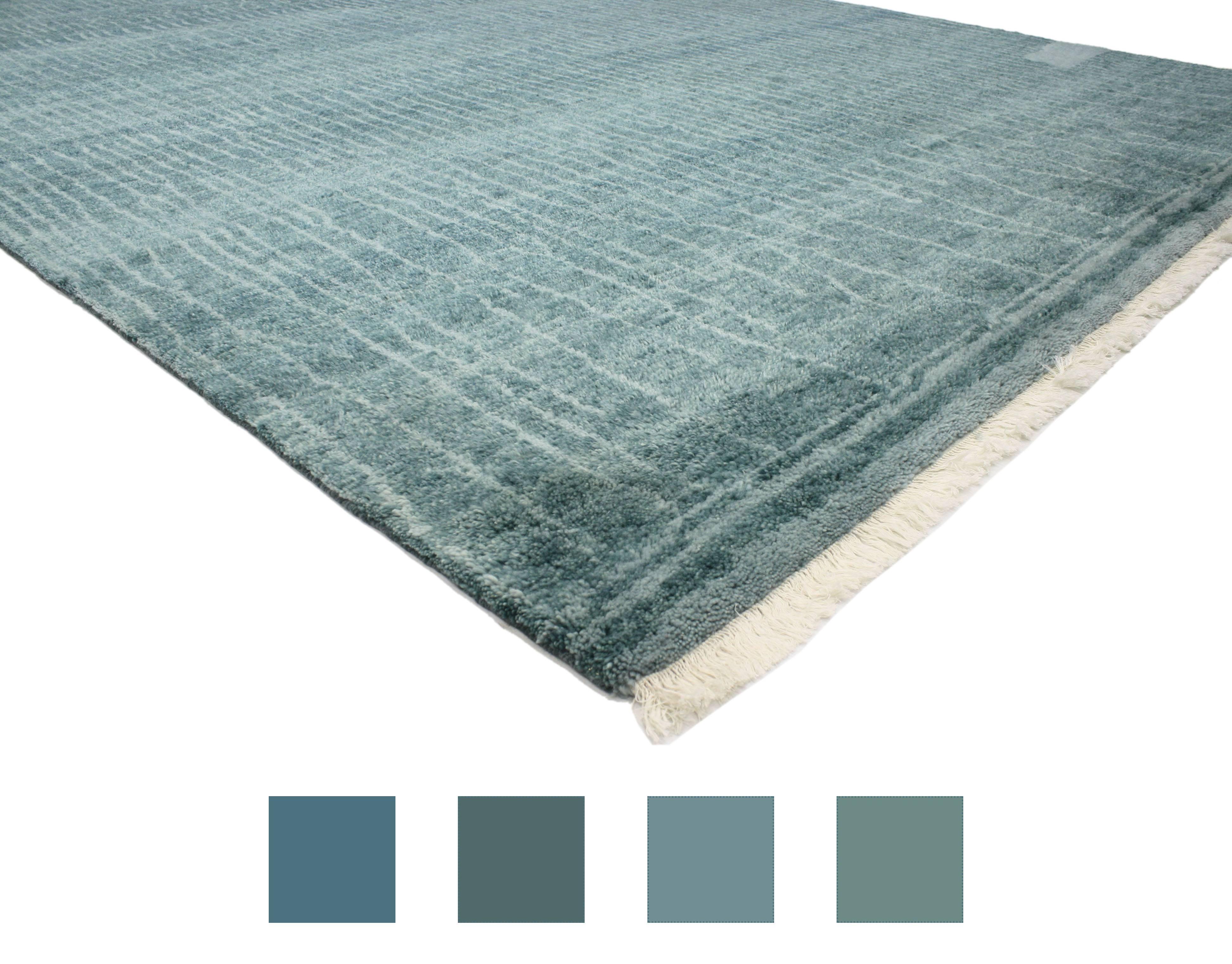 Post-Modern New Contemporary Moroccan Area Rug with Coastal Postmodern and Beach Hygge Style