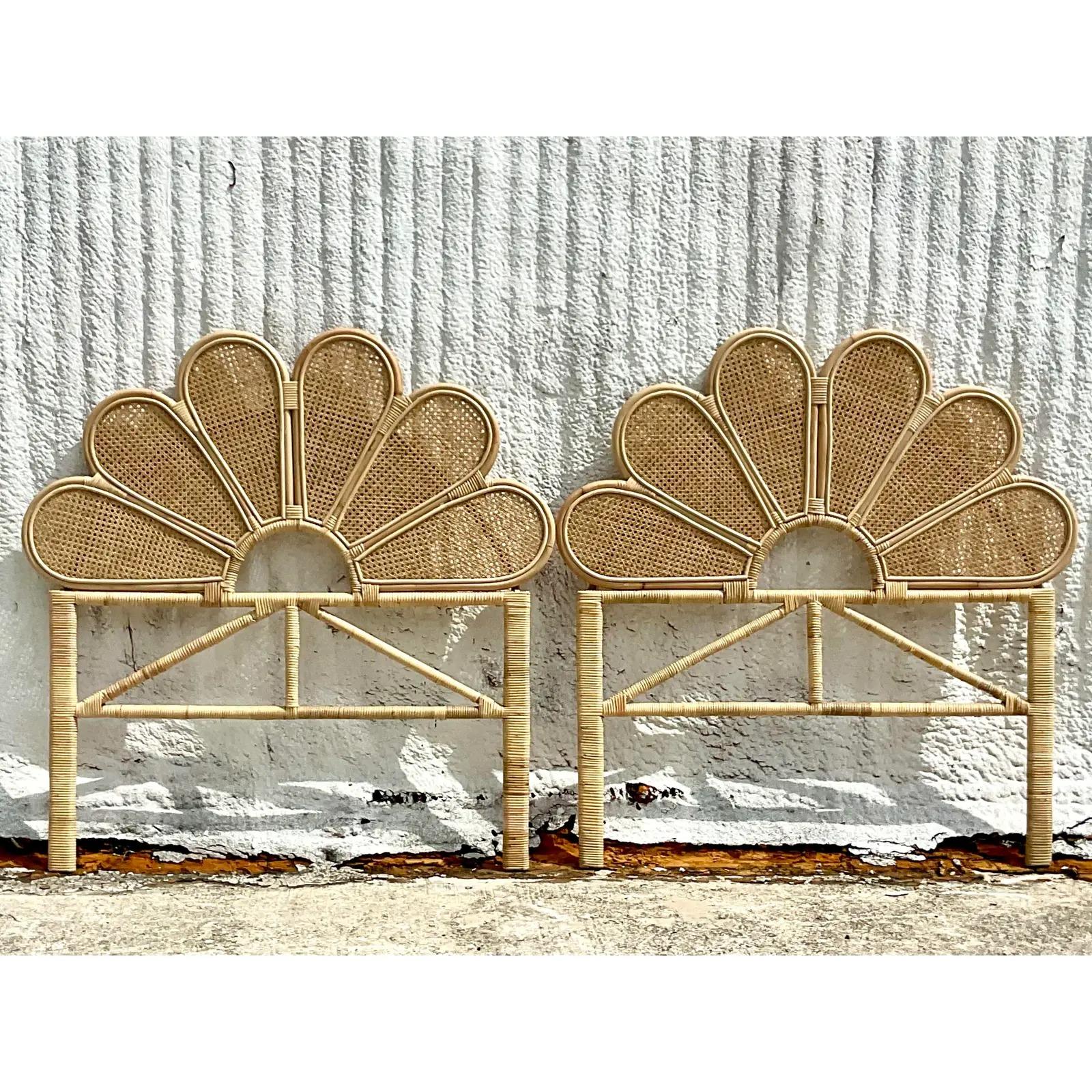 scalloped rattan headboard