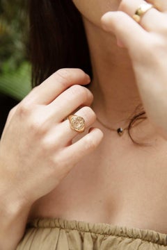 Contemporary Coat of Arms Mens Domed Oval Signet Ring 9 Carat Yellow Gold