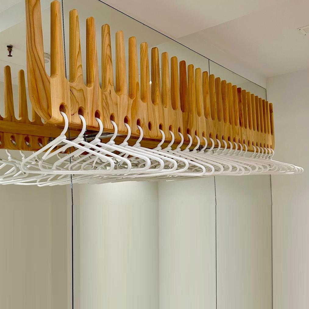 Italian Contemporary Coat Rack Crafted from Solid Scented Cedar Wood For Sale