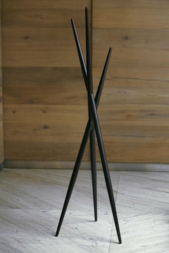 Contemporary Coat Rack Geometrical Shape in Black Metal