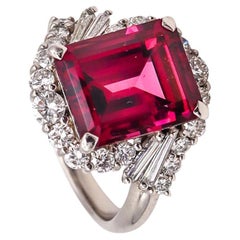 Contemporary Cocktail Ring in Platinum with 6.69 Cts in Diamonds & Rubellite