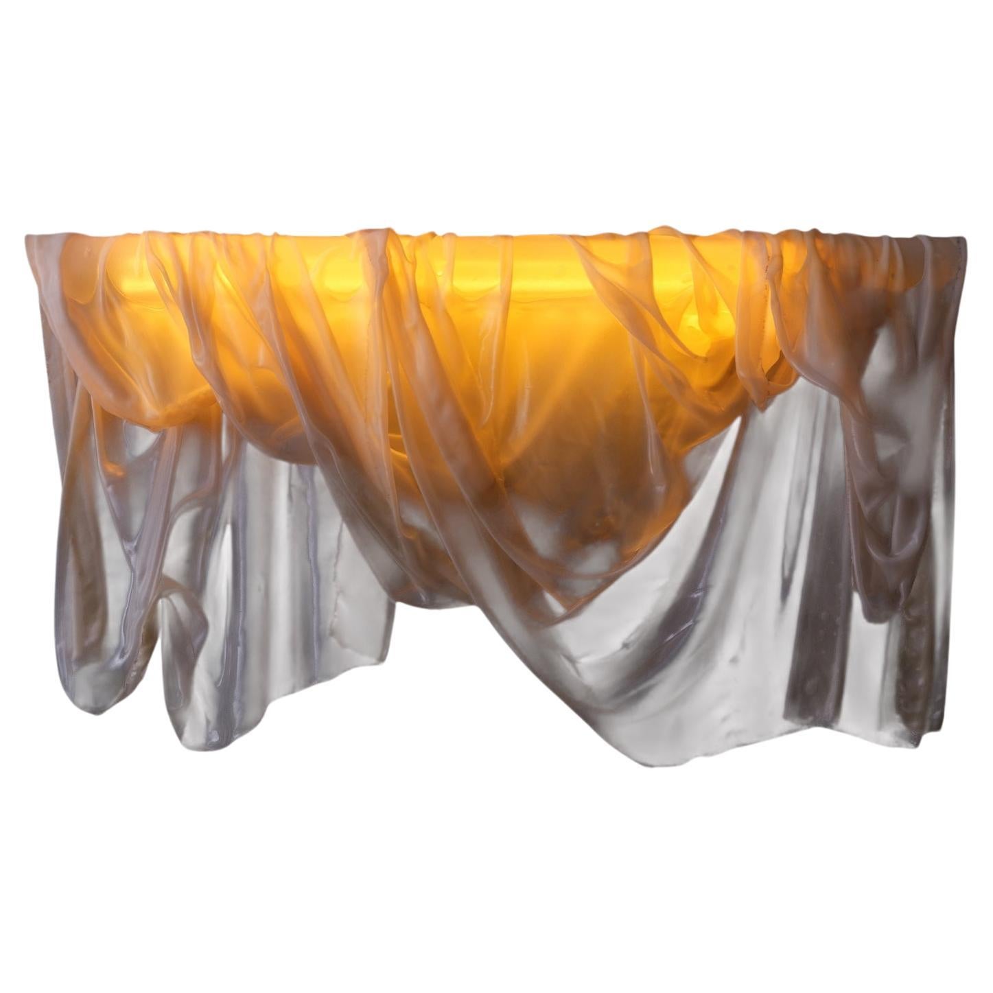 Contemporary Coffee-dyed Chiffon LED Light by Kim Mesches For Sale