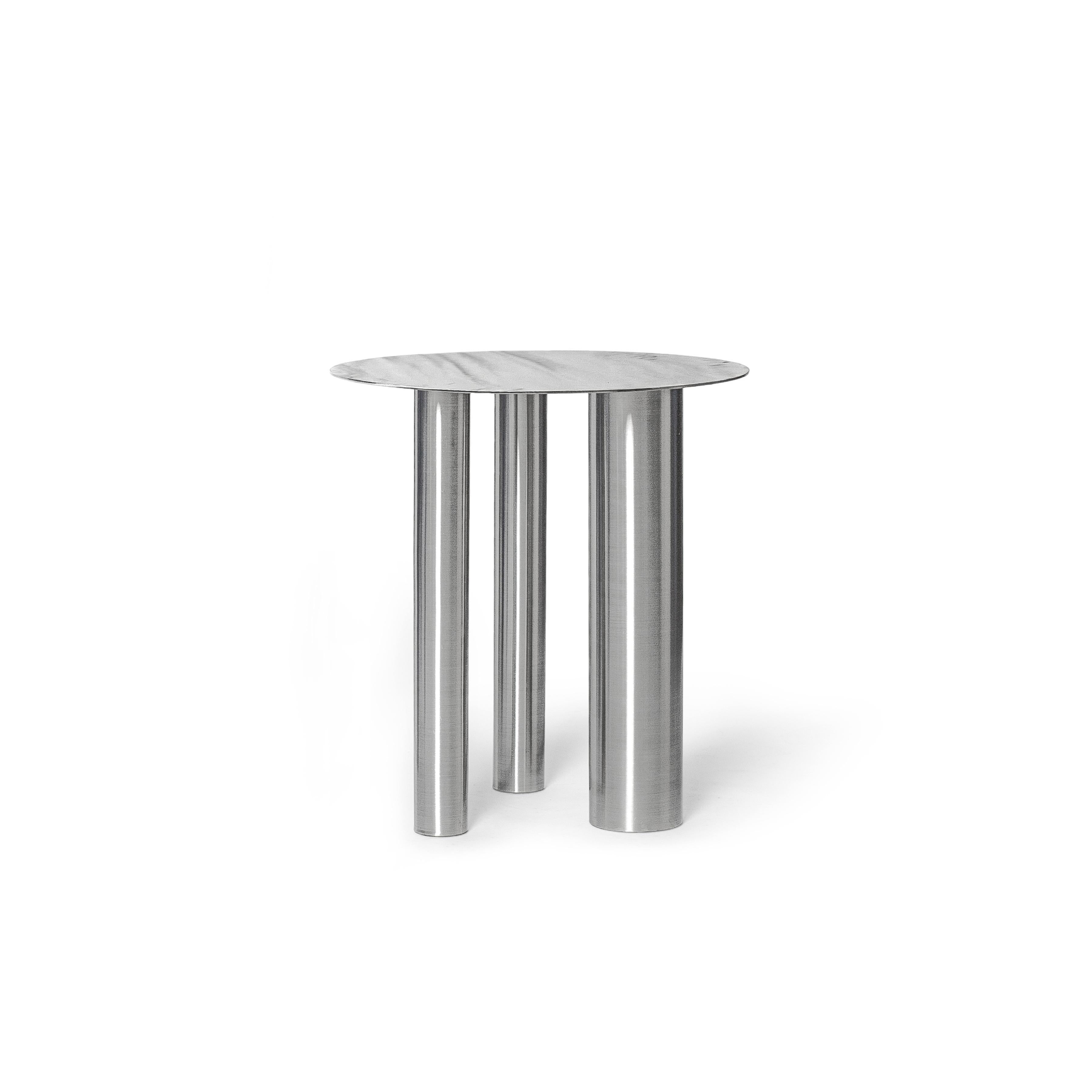 Contemporary Coffee or Side Table 'Brandt CS1' by NOOM, Stainless Steel For Sale 4