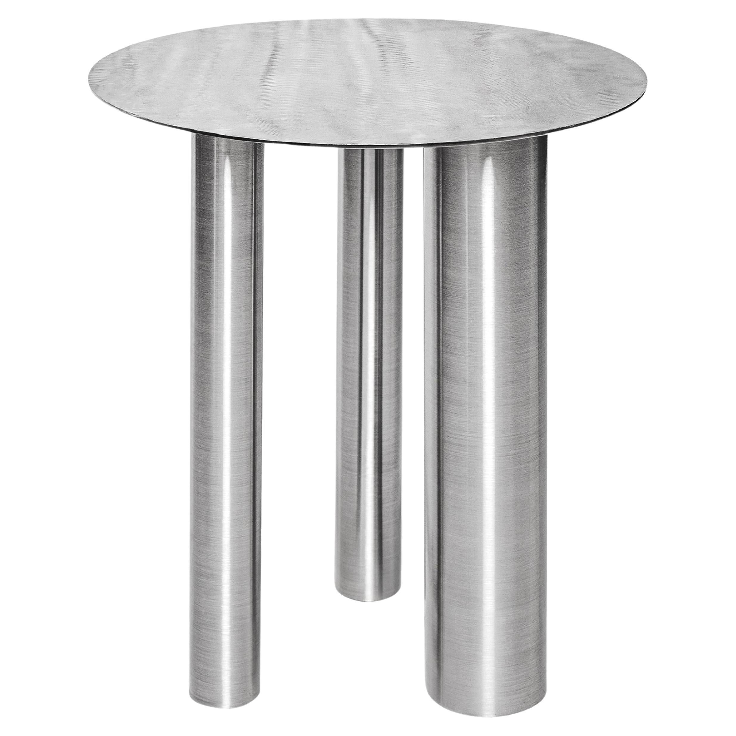 Contemporary Coffee or Side Table 'Brandt CS1' by NOOM, Stainless Steel For Sale