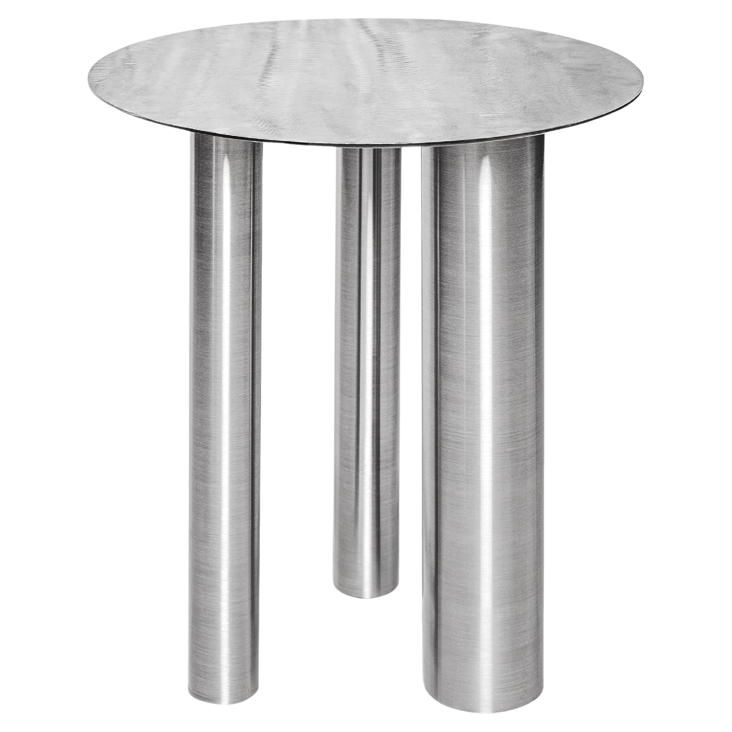 Contemporary Coffee or Side Table 'Brandt CS1' by NOOM, Stainless Steel