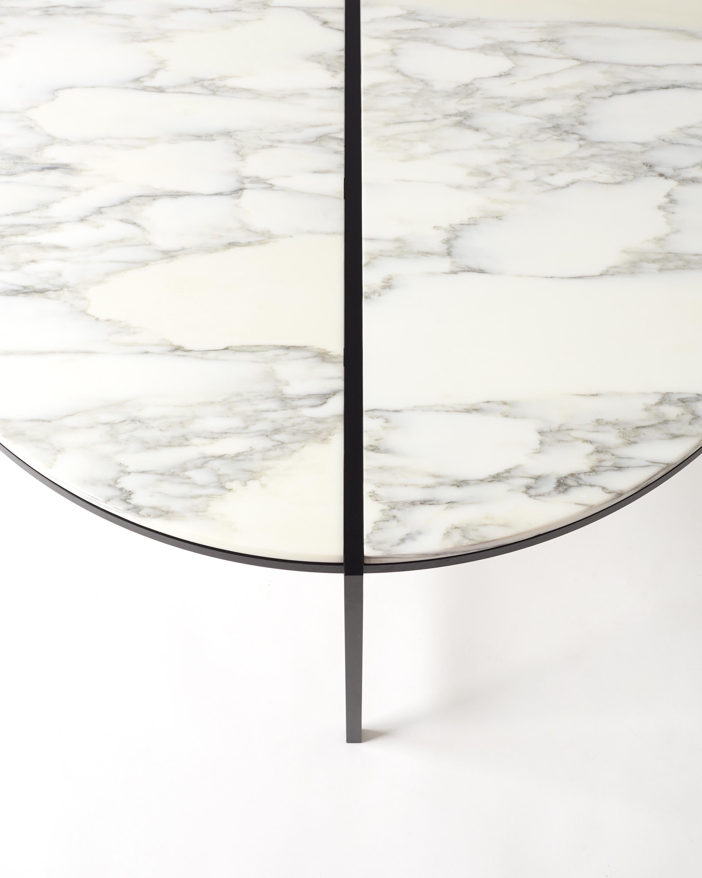 Contemporary Coffee Table Bianco Arabescato Marble Minimalist Modern Unique For Sale 1
