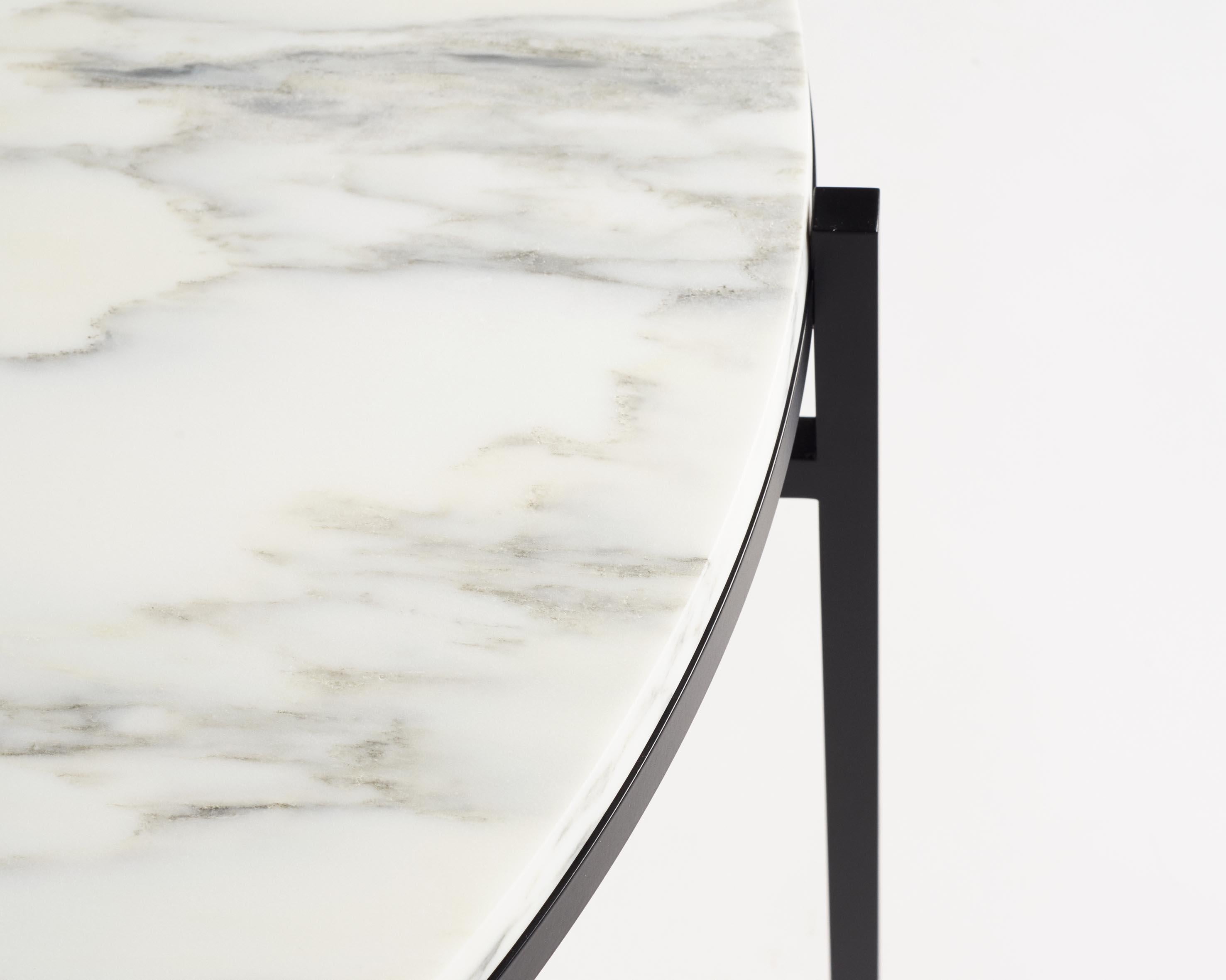Contemporary Coffee Table Bianco Arabescato Marble Minimalist Modern Unique For Sale 2