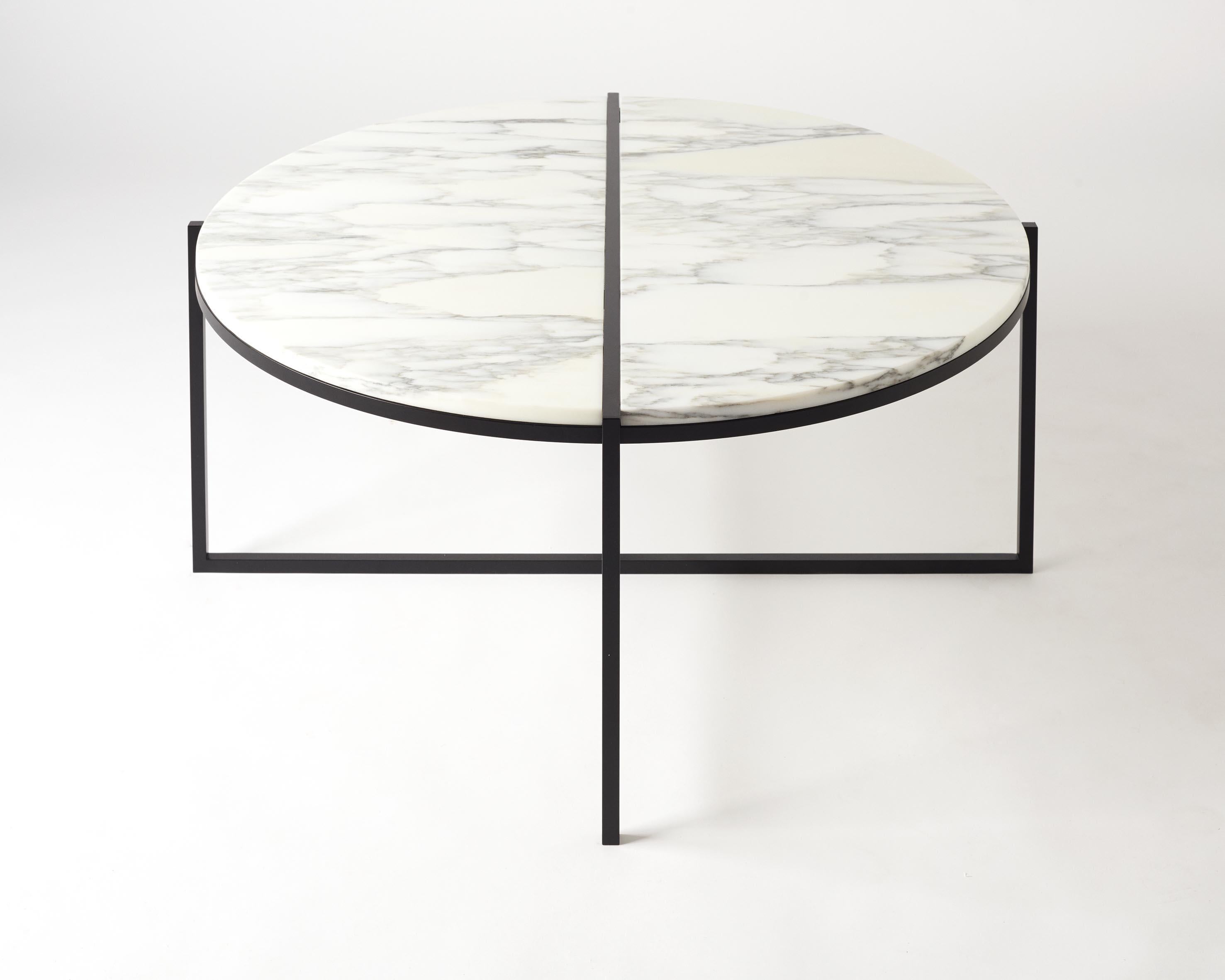 Contemporary Coffee Table Bianco Arabescato Marble Minimalist Modern Unique For Sale 3