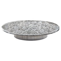 Contemporary Coffee Table by Hessentia in Artistic Glass and Chrome Metal