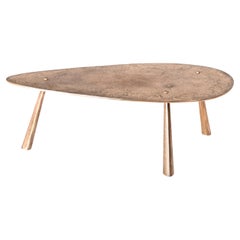 Contemporary Coffee Table by Hessentia in bronze casting, with textural finish