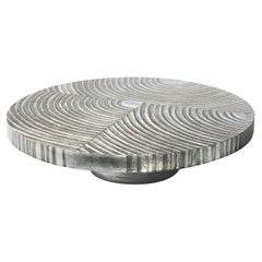 Contemporary Coffee Table by Hessentia in Resin and Metal, Silver