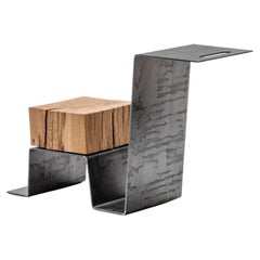 Contemporary Coffee Table by Tomasz Danielec, Raw Steel, Vintage Treated Oak