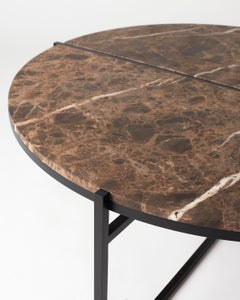 Contemporary Coffee Table, Emparador Dark Marble, Minimalist, Modern, Unique