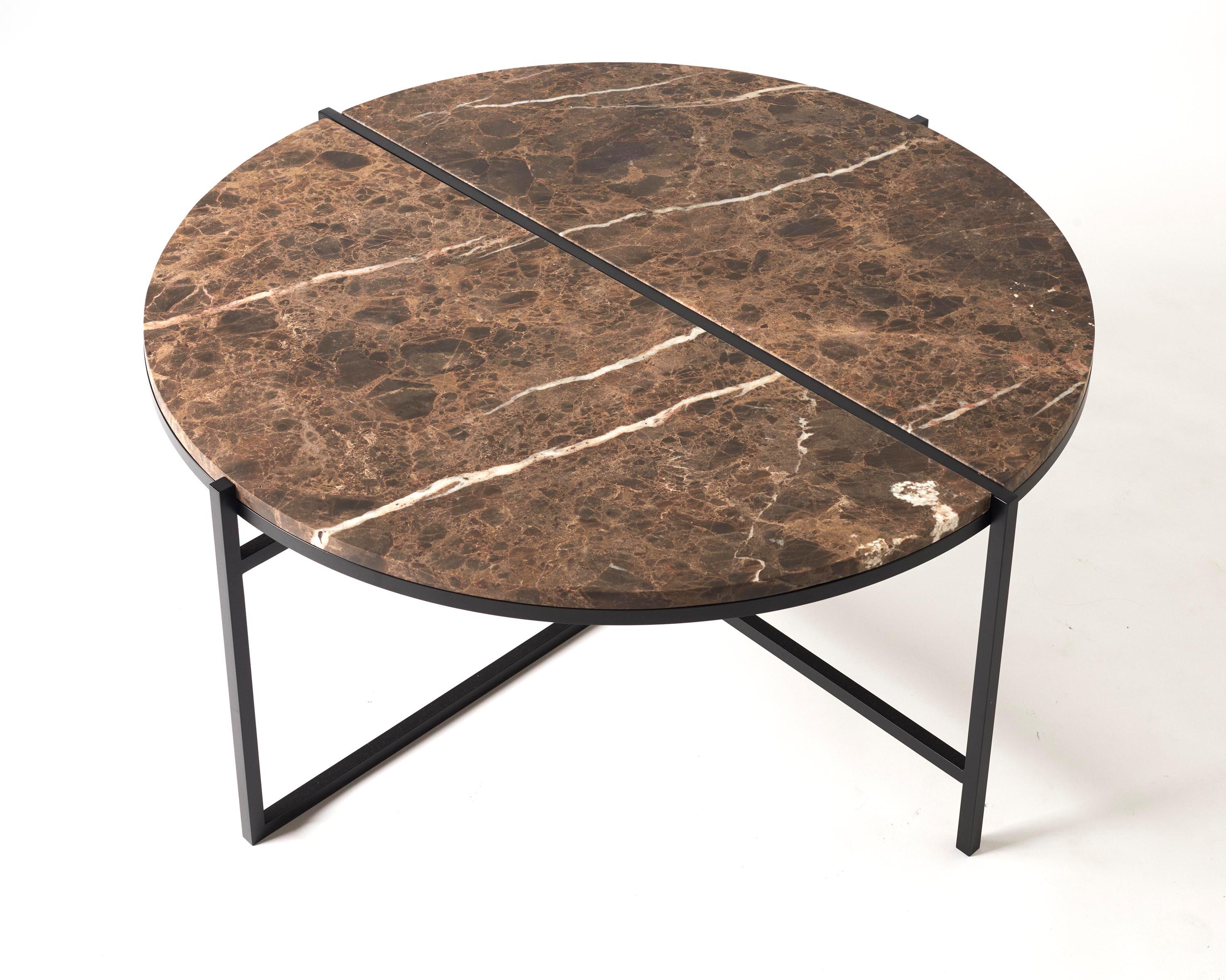 Contemporary Coffee Table, Emparador Dark Marble, Minimalist, Modern, Unique In New Condition For Sale In Zurich, CH