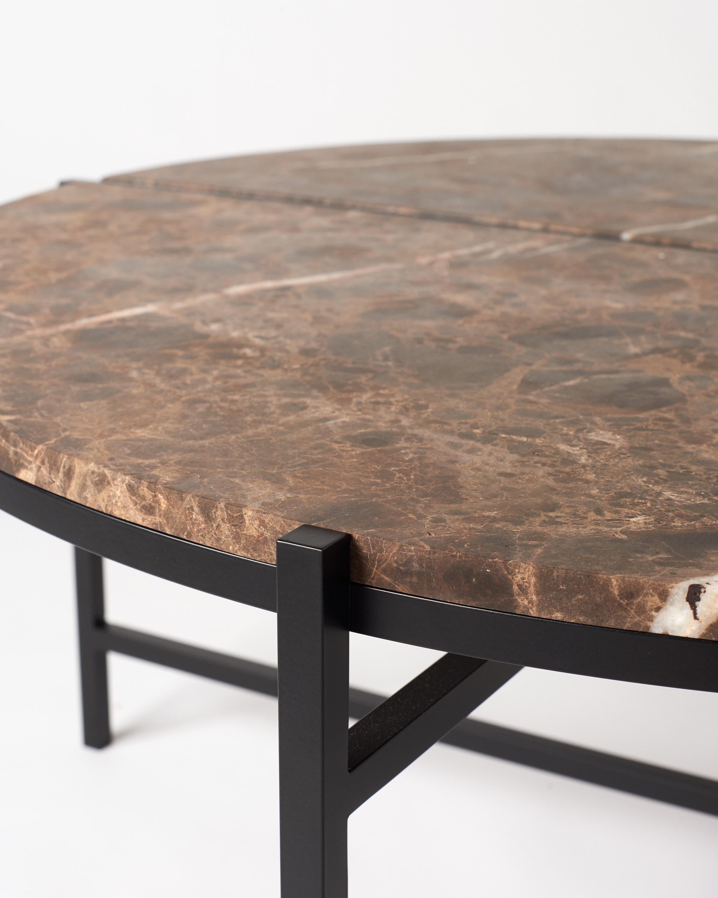 Contemporary Coffee Table, Emparador Dark Marble, Minimalist, Modern, Unique For Sale 2