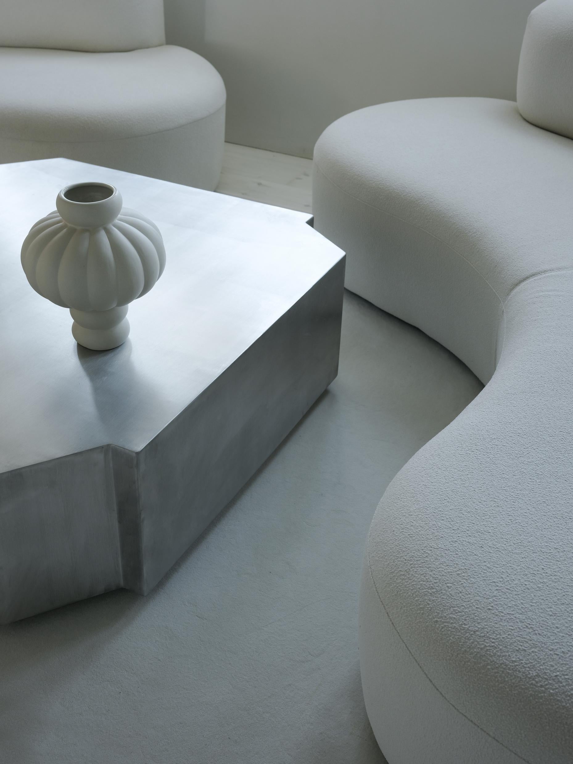 Contemporary Coffee Table 'Funki', Square, Brushed Aluminum by Louise Roe For Sale 4