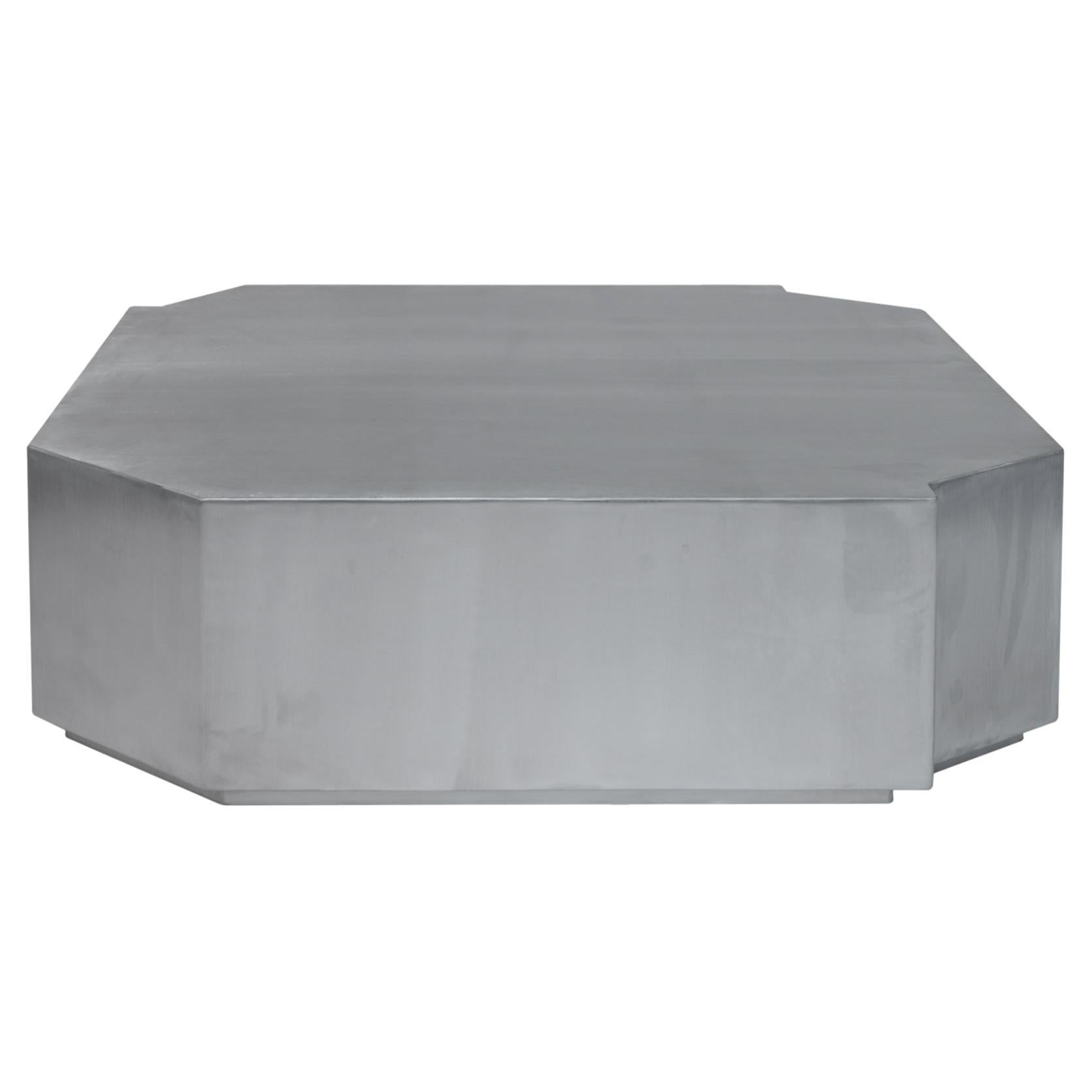 Contemporary Coffee Table 'Funki', Square, Brushed Aluminum by Louise Roe For Sale
