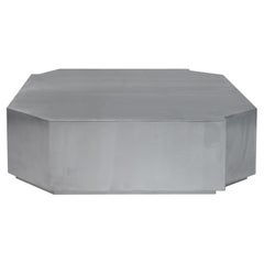 Contemporary Coffee Table 'Funki', Square, Brushed Aluminum by Louise Roe