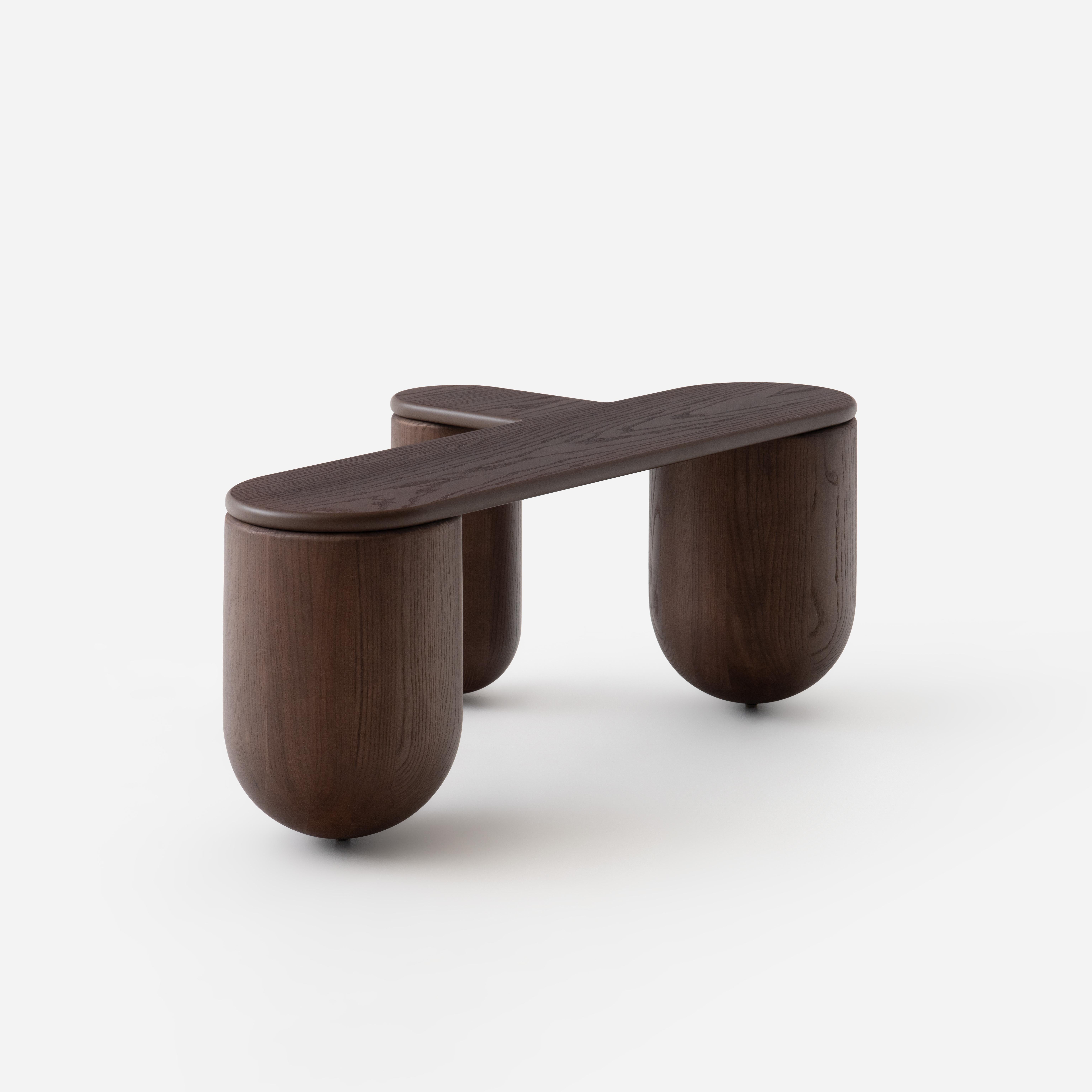 Zeitgenössischer couchtisch 'Hello 3' von NOOM, Eschenholz, Brown (Asche) im Angebot