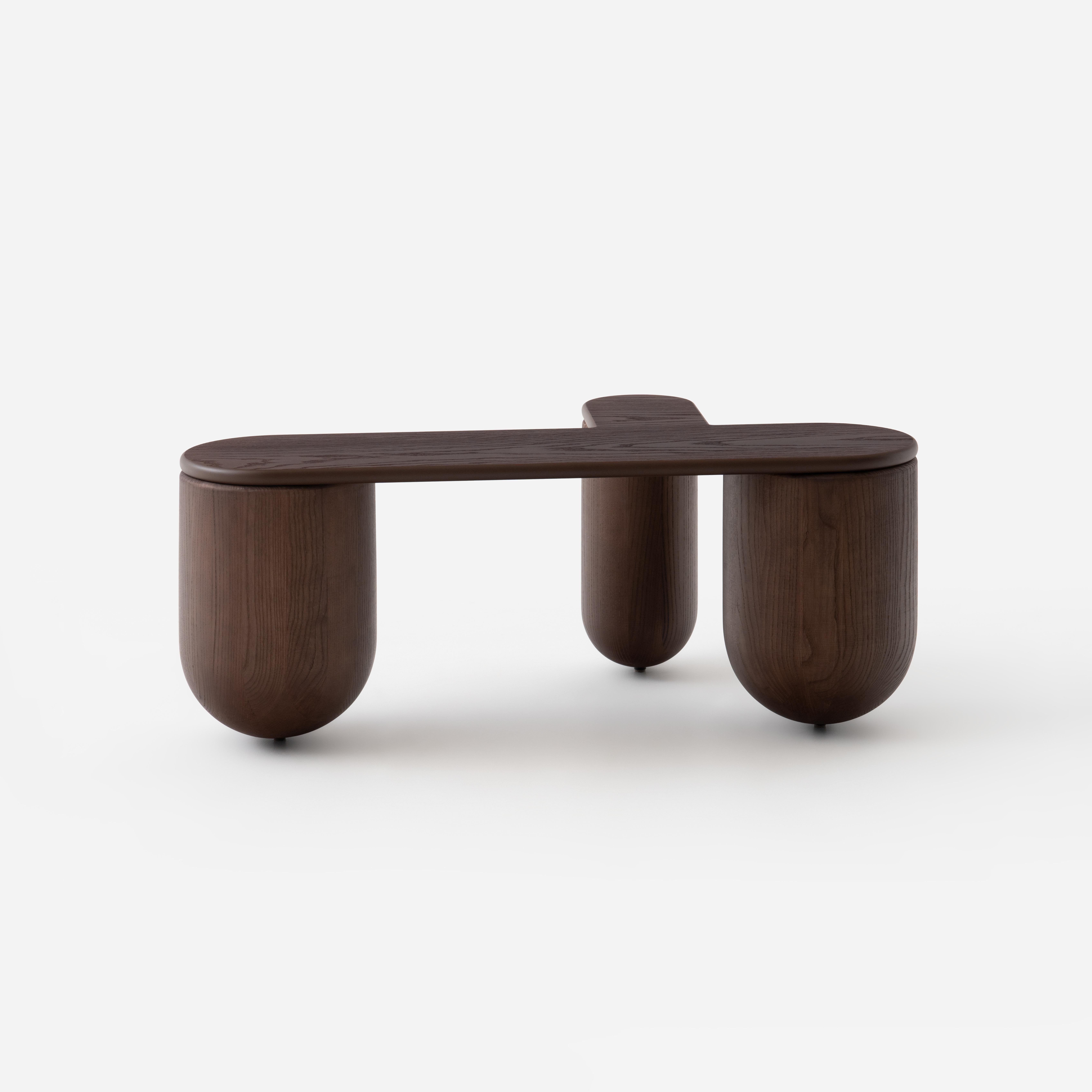 Zeitgenössischer couchtisch 'Hello 3' von NOOM, Eschenholz, Brown im Angebot 1