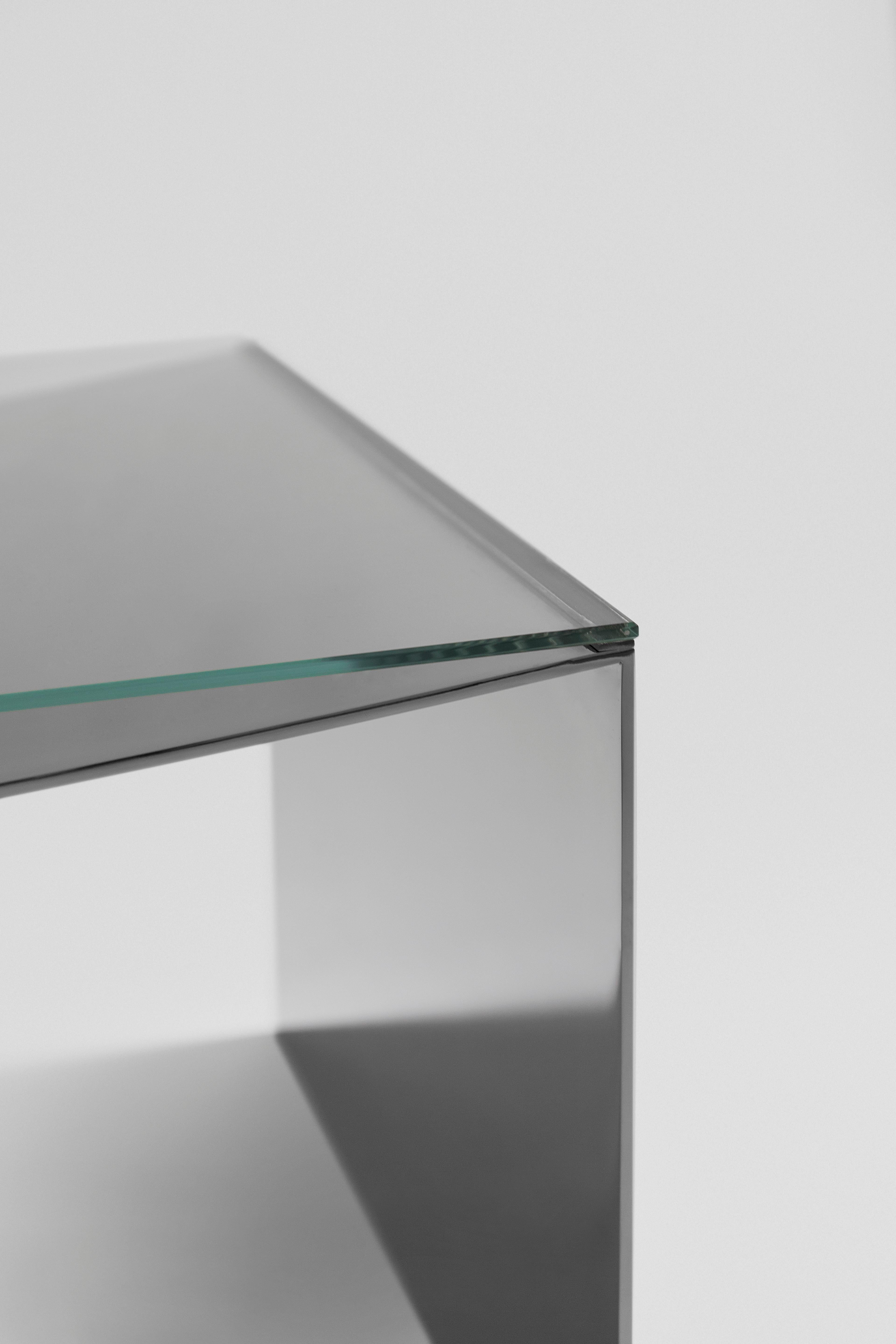 Mexican Contemporary Coffee Table in Steel and Glass Top by Arch. Pablo Pérez Palacios For Sale