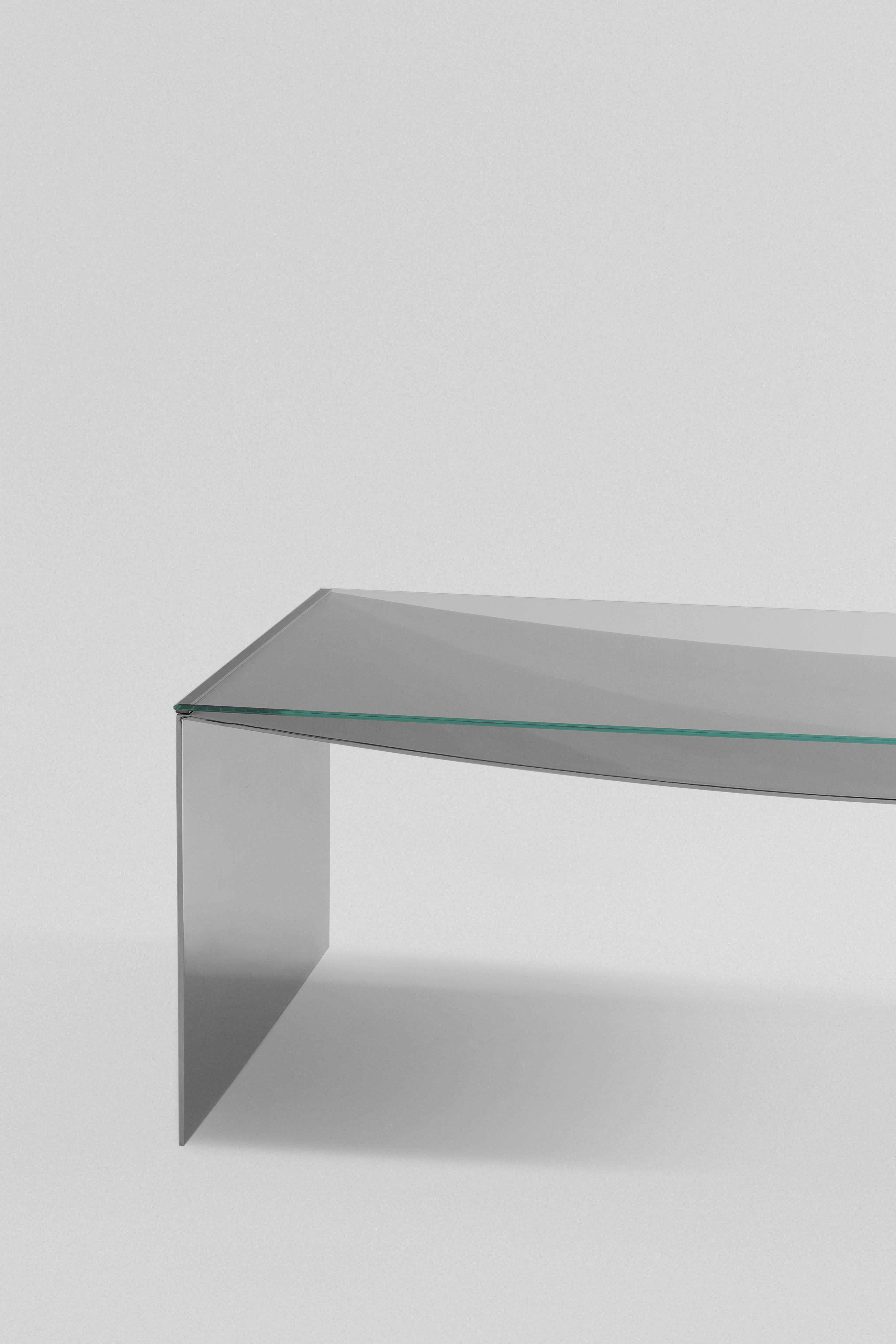 Contemporary Coffee Table in Steel and Glass Top by Arch. Pablo Pérez Palacios For Sale 1