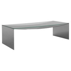 Contemporary Coffee Table in Steel and Glass Table Top by PUR