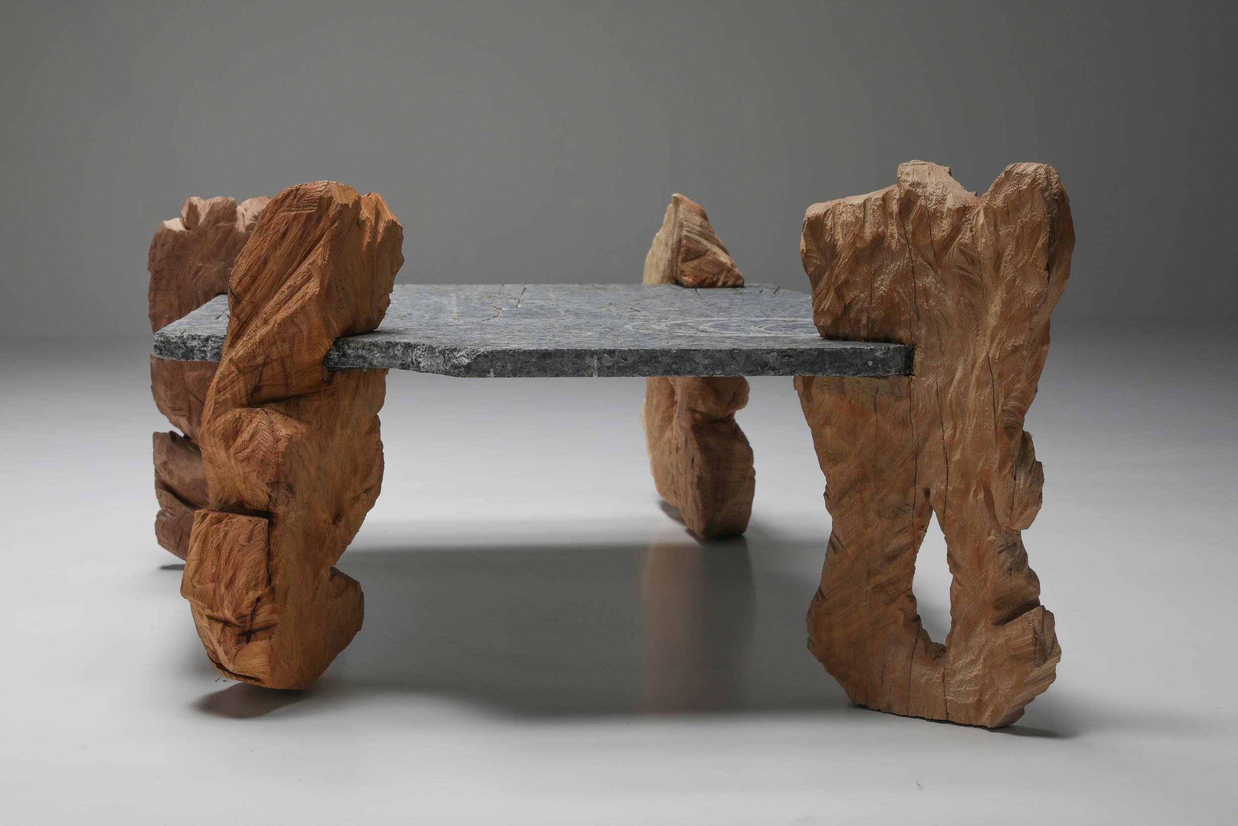 Organic Modern Contemporary Coffee Table Lionel Jadot 'Big Bear Grinder' Belgian Art and Design