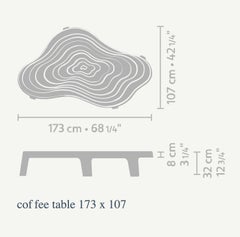 Contemporary Coffee Table M 'Isola', by LINTELOO, White Wash Oak w/ rings