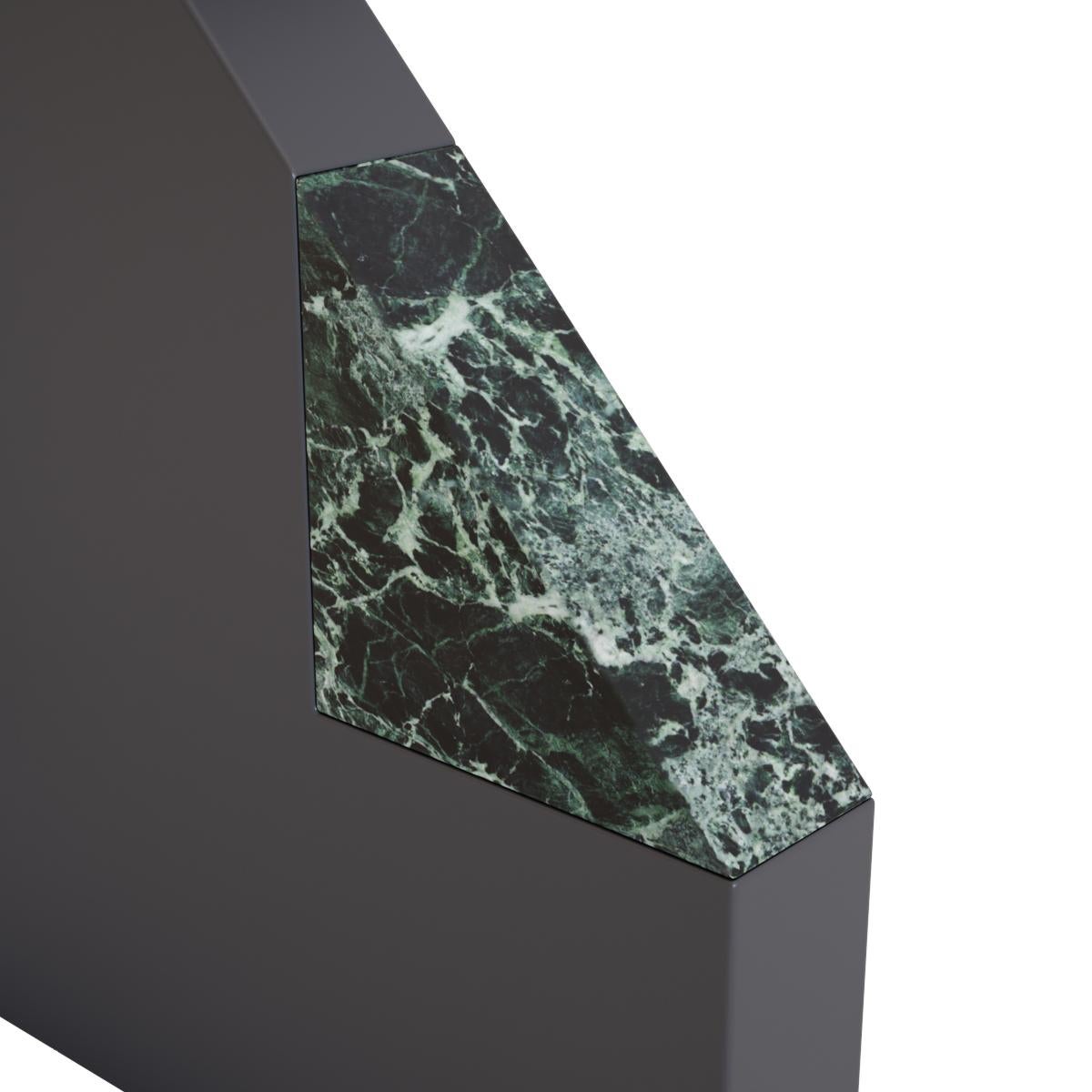 Moderne Table basse contemporaine, marbre, bois d'ébène, bandes de miroir, fait à la main en Italie en vente
