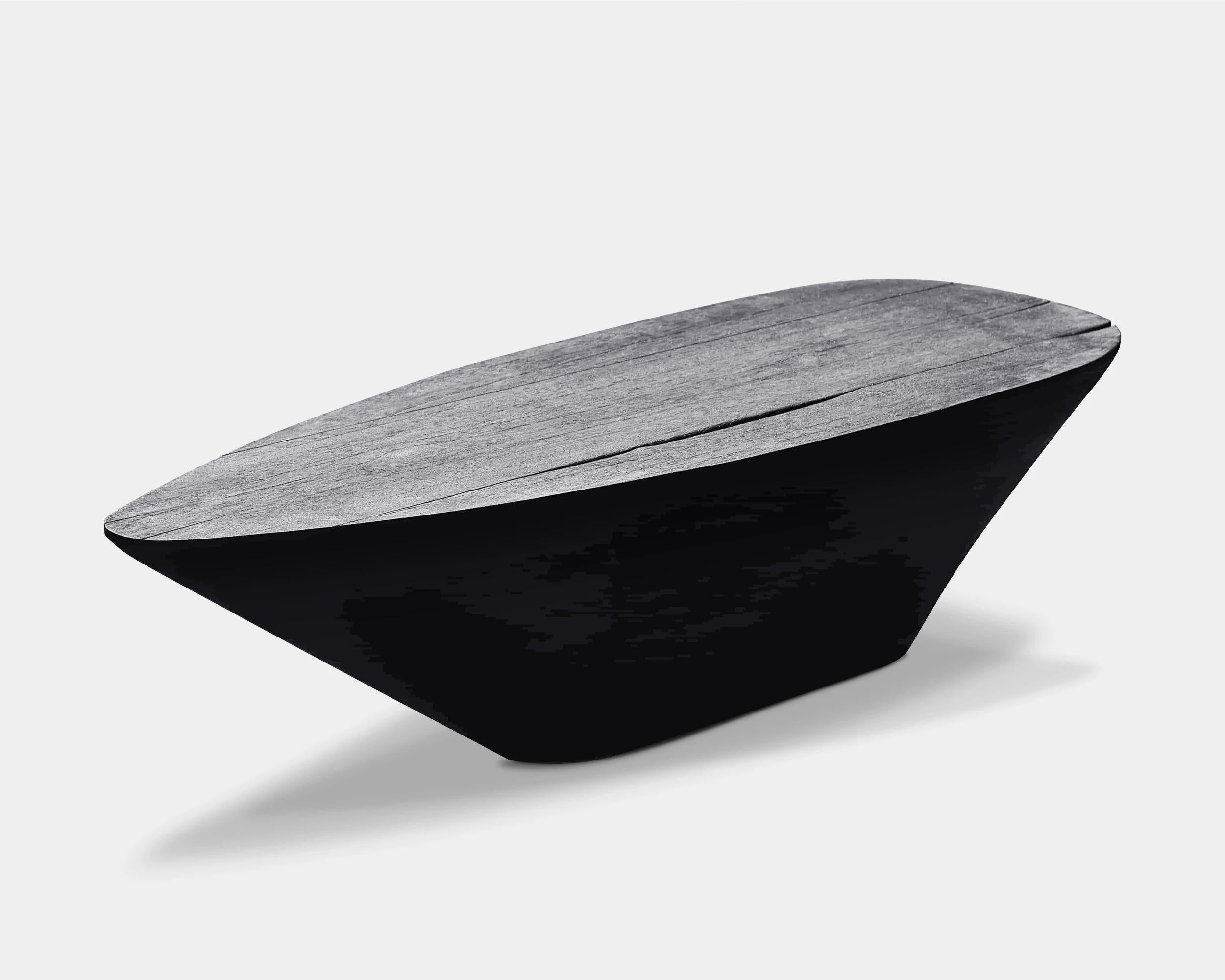 Organic Modern Contemporary Coffee Table 'Muna' in Burnt Wood by Carmworks, Customizable For Sale