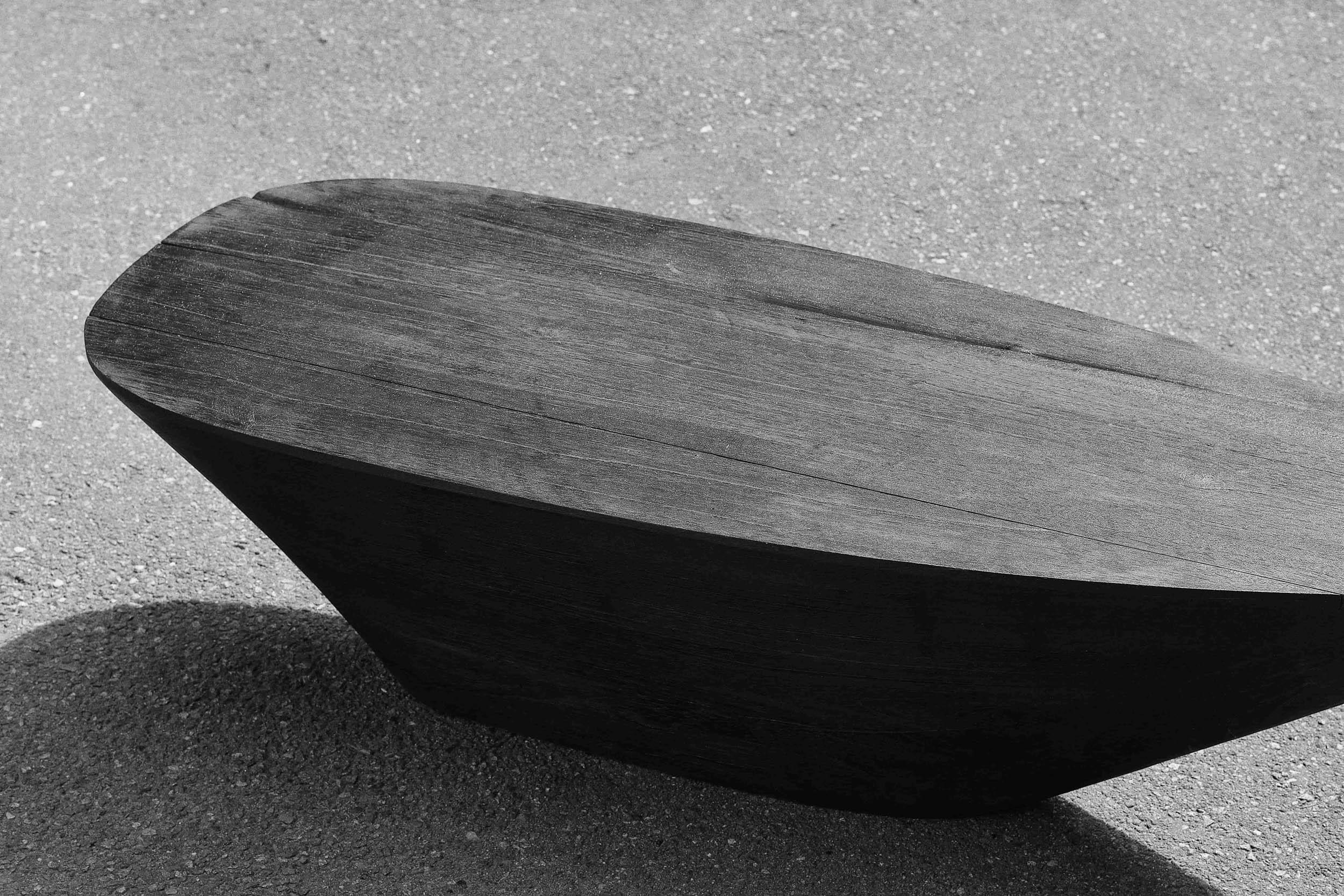 Oak Contemporary Coffee Table 'Muna' in Burnt Wood by Carmworks, Customizable For Sale
