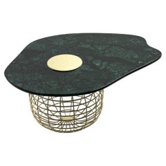 Contemporary Coffee Table Offered In Green Marble & Brushed Brass