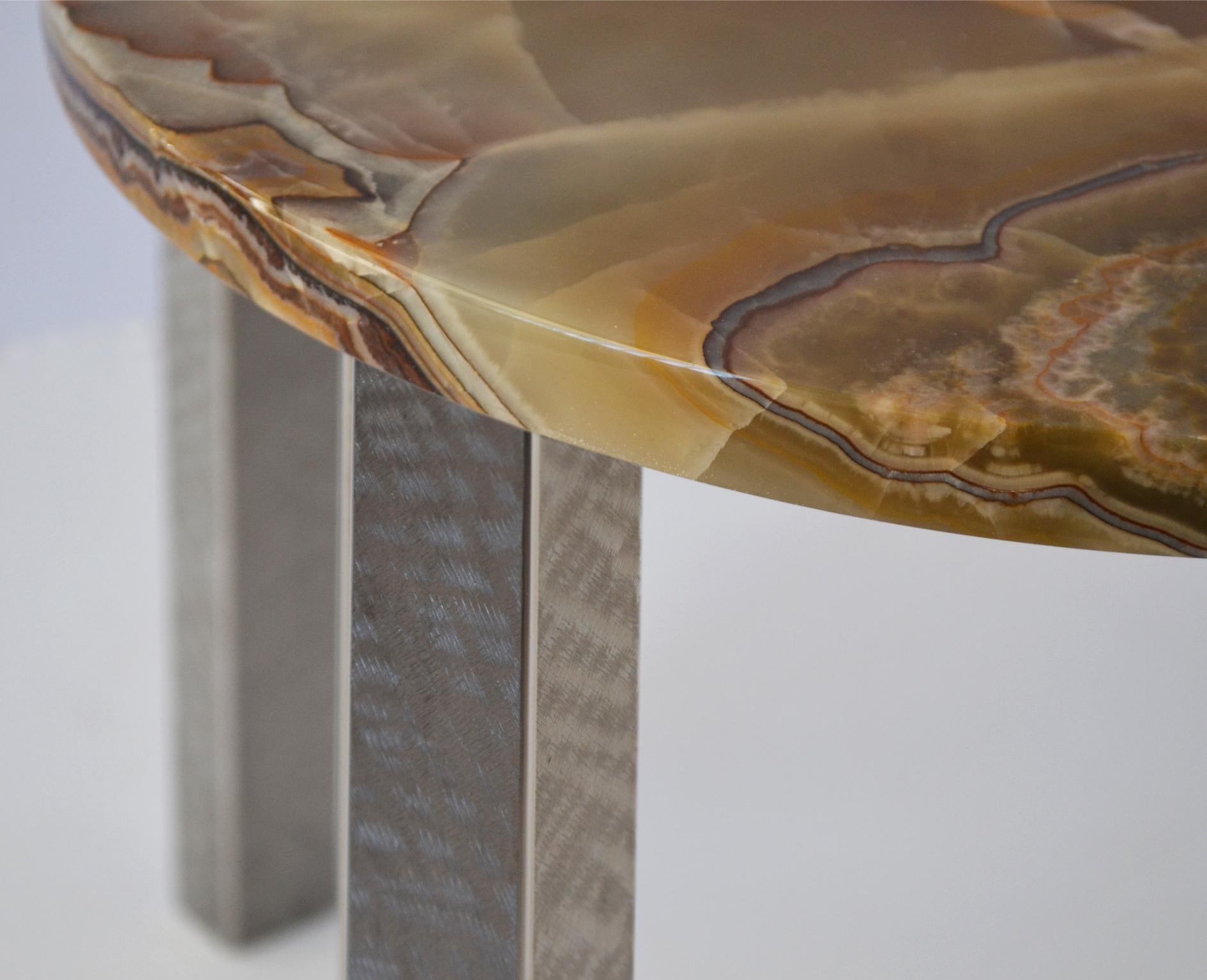 Modern Coffee table onyx top steel legs handmade in Italy by Cupioli available