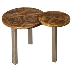 Cupioli  Coffee Table Onyx Marble Tops Grinded Steel Bases Handmade in Italy