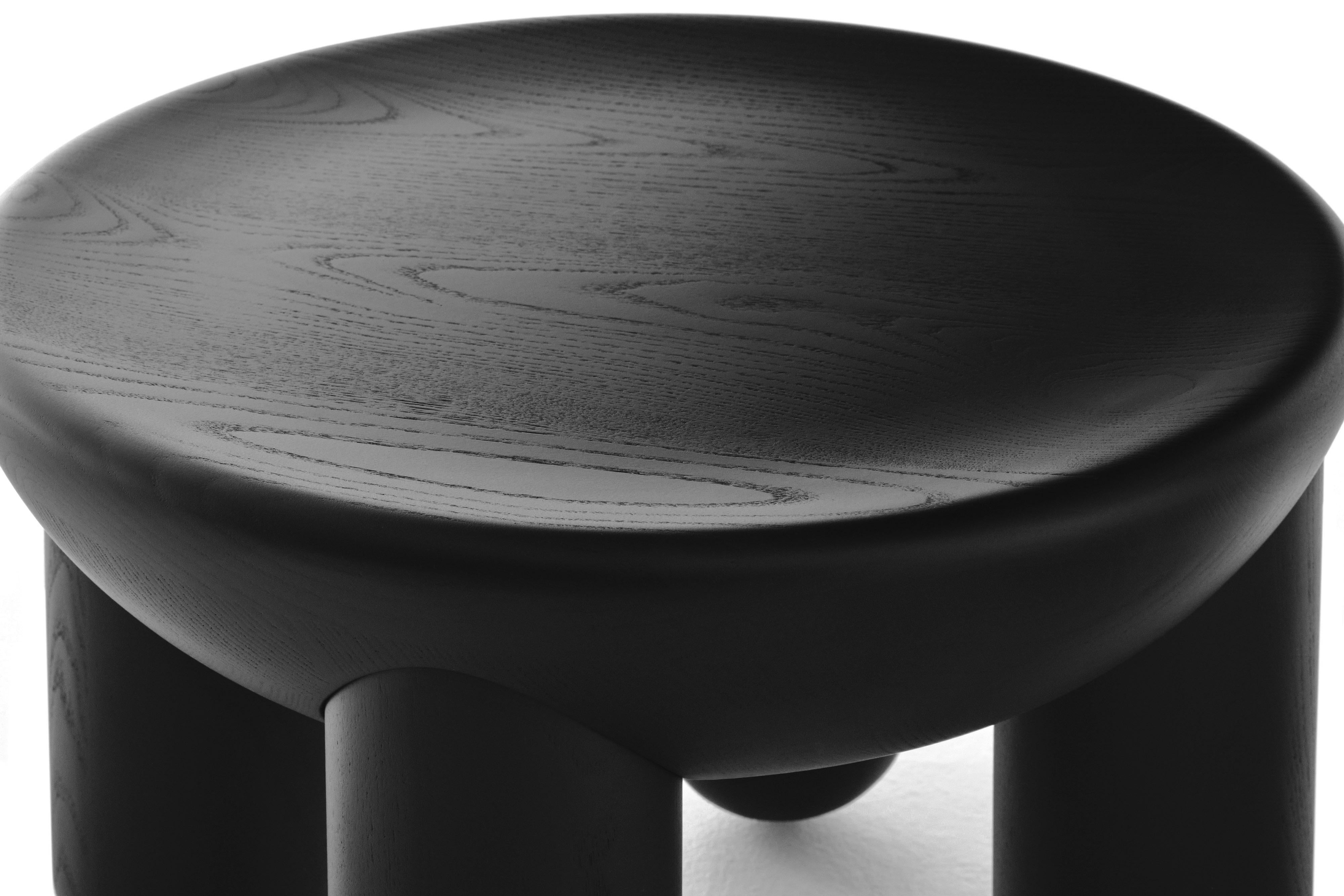 Organic Modern Contemporary Coffee Table or Side Table 'Freyja 1' by Noom, Black Ashwood For Sale