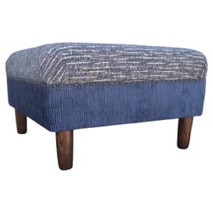 Contemporary Coffee Table Ottoman in Textured Blue