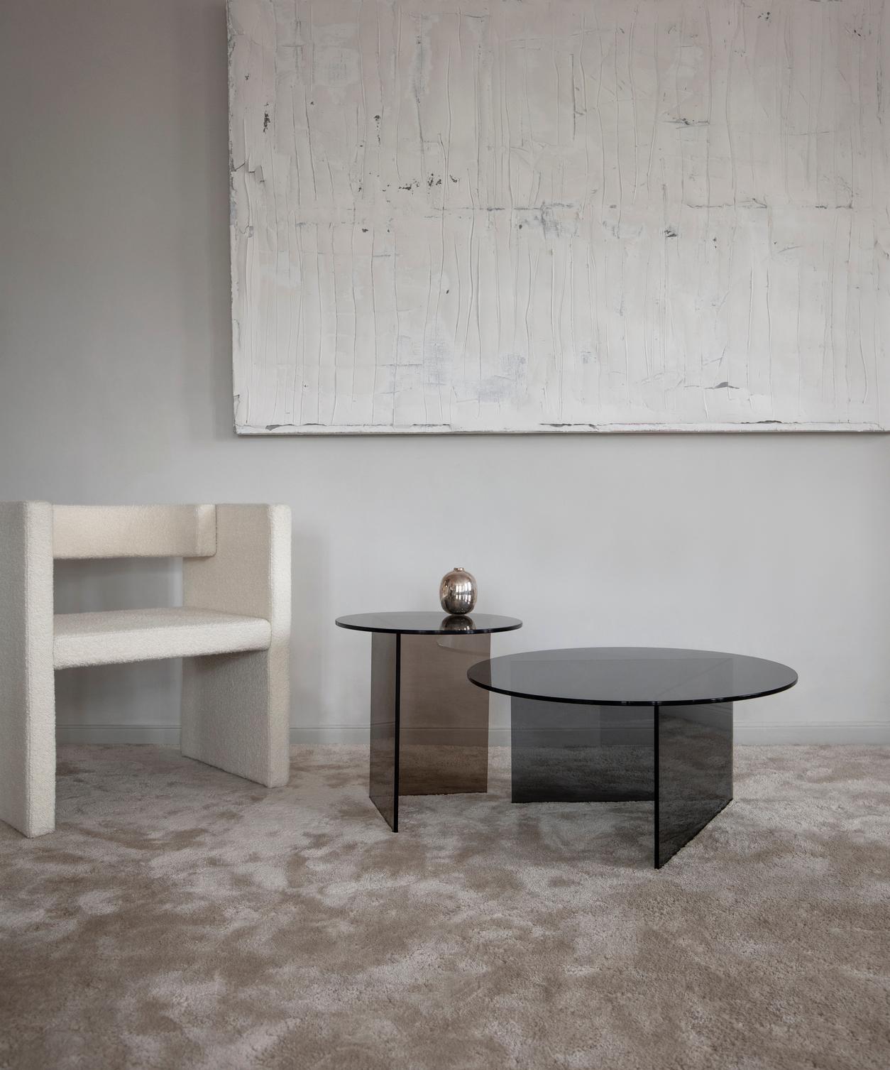 Danese Tavolino contemporaneo 'Pond' in vetro bronzo in vendita