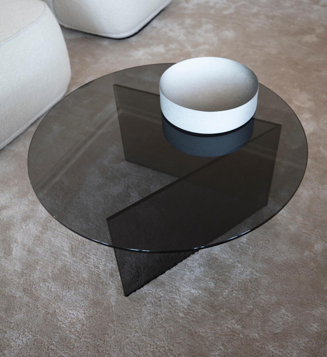 Contemporary Coffee Table 'Pond' Grey Glass For Sale 5