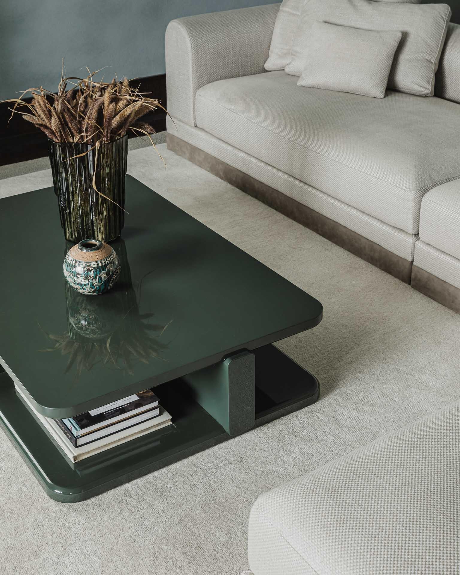 Contemporary Coffee Table 'Profondo' by Poiat, Fir Green For Sale 4
