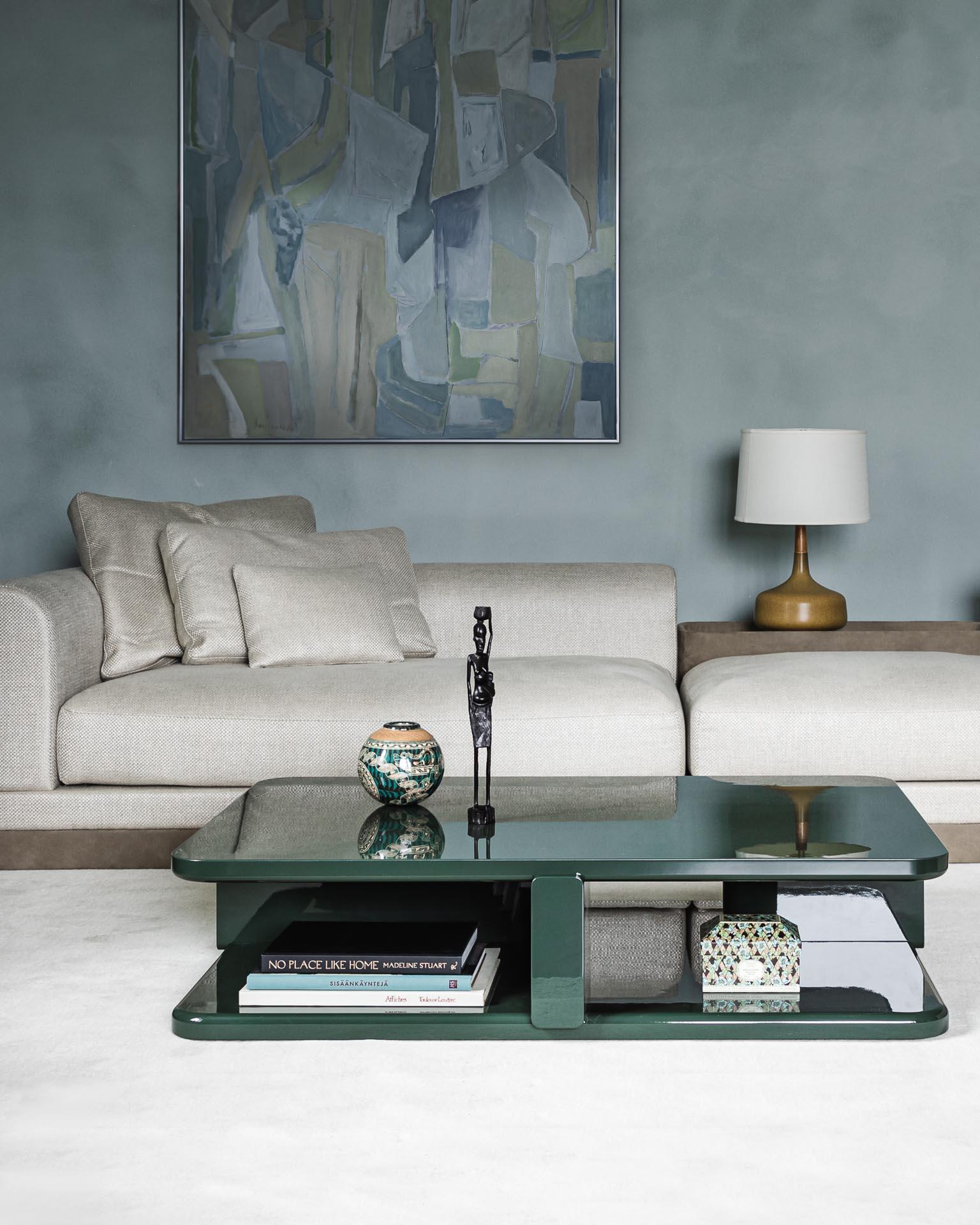 Finnish Contemporary Coffee Table 'Profondo' by Poiat, Fir Green For Sale