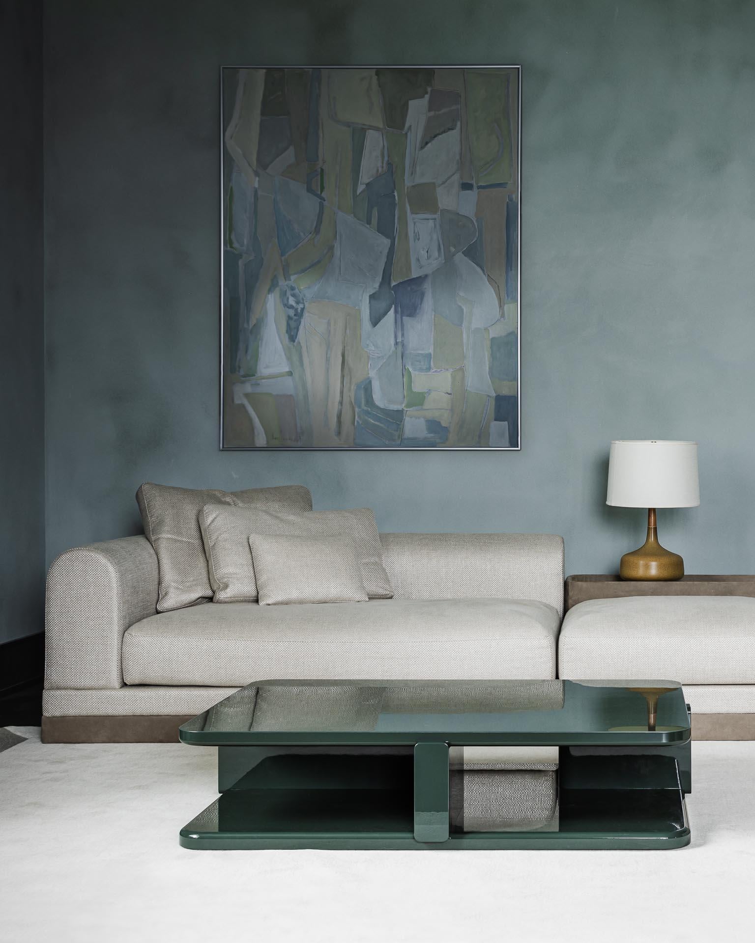 Contemporary Coffee Table 'Profondo' by Poiat, Fir Green For Sale 1